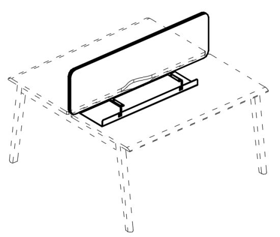 Экран для стола 140 тканевый с широким кабель-каналом синий / металлокаркас белый