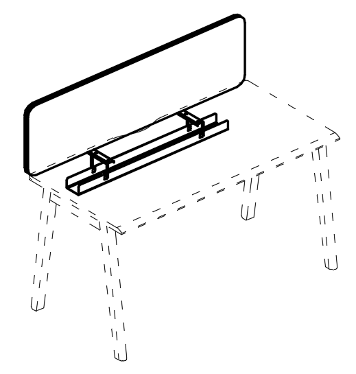 Экран для стола 160 фронтальный тканевый синий / металлокаркас белый