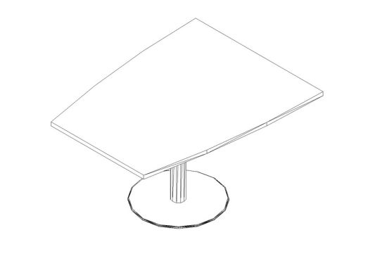 Стол для переговоров боковой модуль на опоре 'блин' каштан